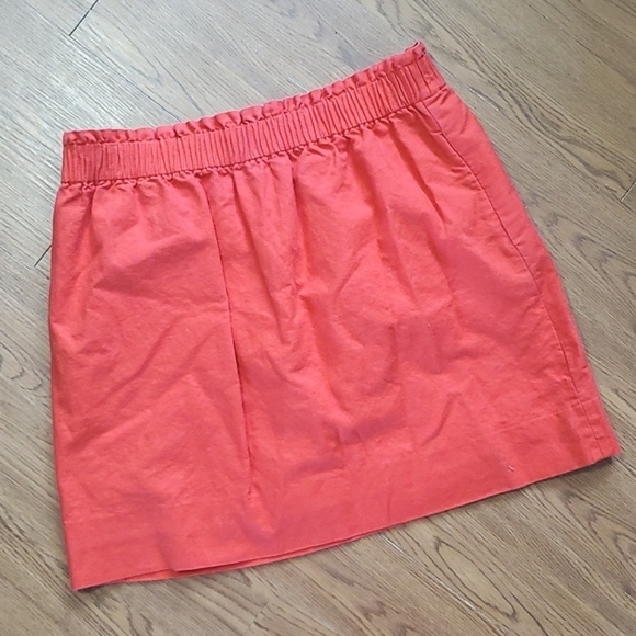 J. Crew Coral Salmon 55% Linen Blend Knee Length Mini Skirt Womens Size 10 - Picture 6 of 13
